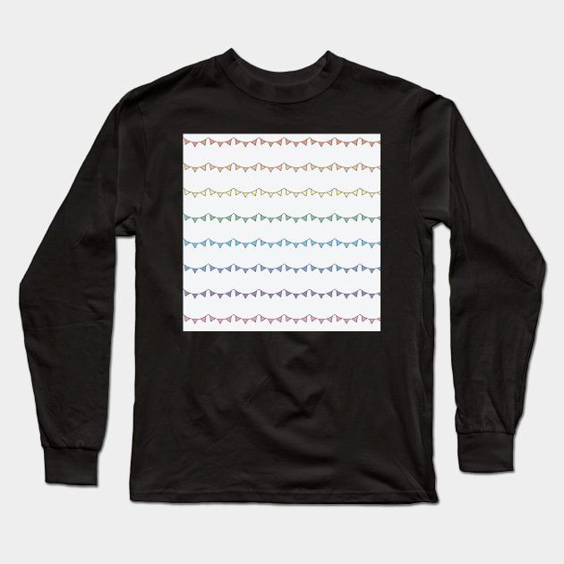 Rainbow bunting pastel  (large) Long Sleeve T-Shirt by bettyretro